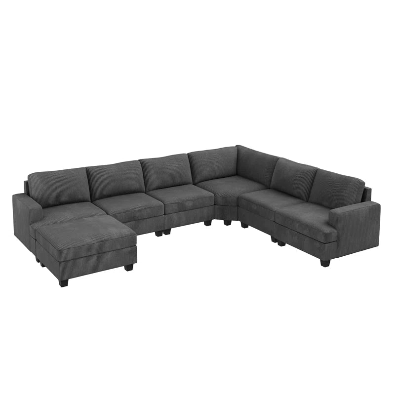 Maureece U Shaped Corduroy Sectional Modular Sofa with Chaise
