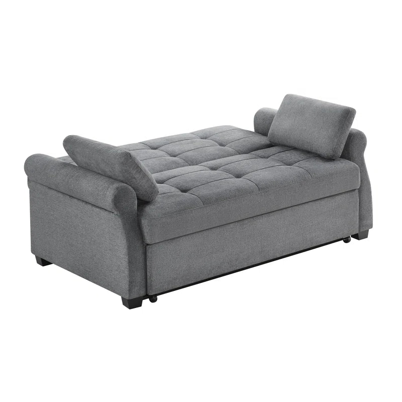 Sabrina 73" Queen Rolled Arm Tufted Back Convertible Sleeper Sofa with Cushions