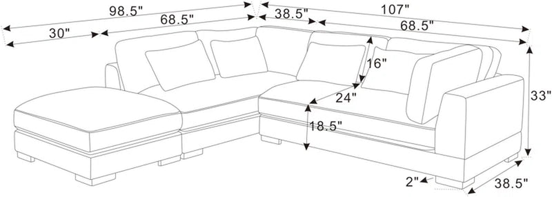 Beeston 3 - Piece Corduroy Sectional
