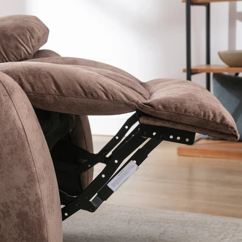 37.4" Wide Contemporary Compact Microfiber Swivel Rocker Manual Recliner Chair with Heat and Massage