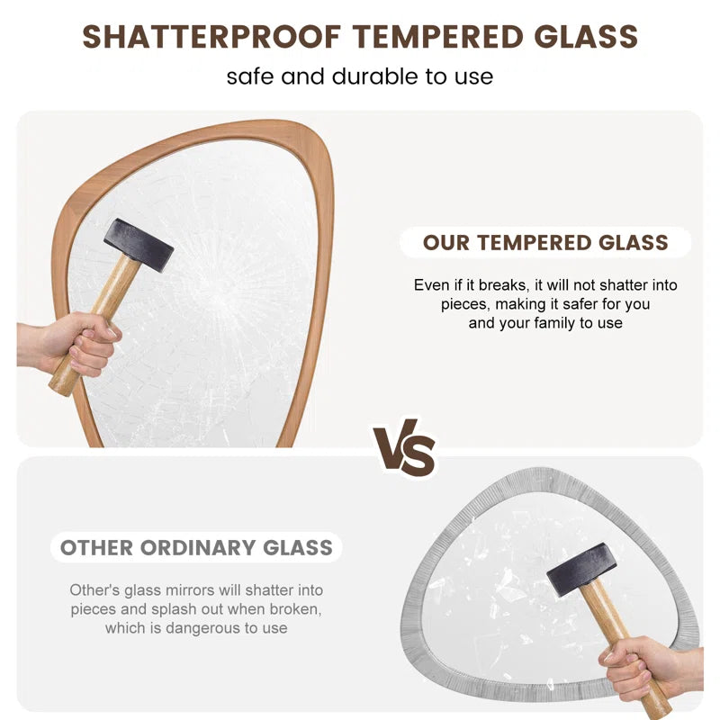 Cotesfield Wood Accent Mirror Irregular Decorative Mirror Asymmetrical Mirror