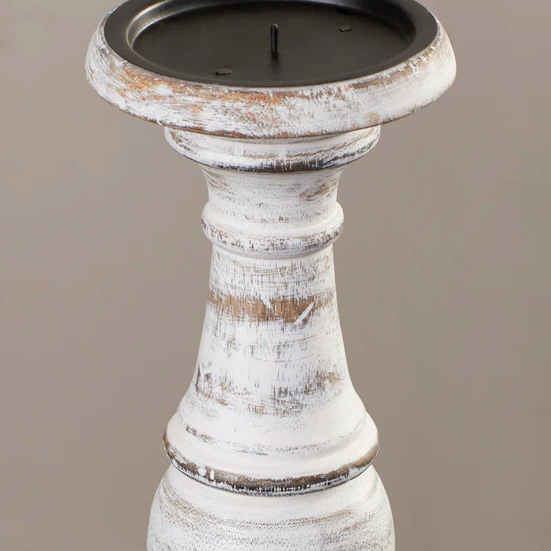 3 Piece Wood Tabletop Candlestick Set