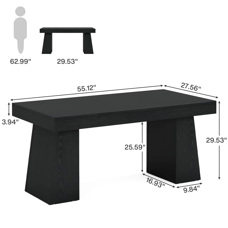 55 Inches Executive Desk with Double Trapezoid Base