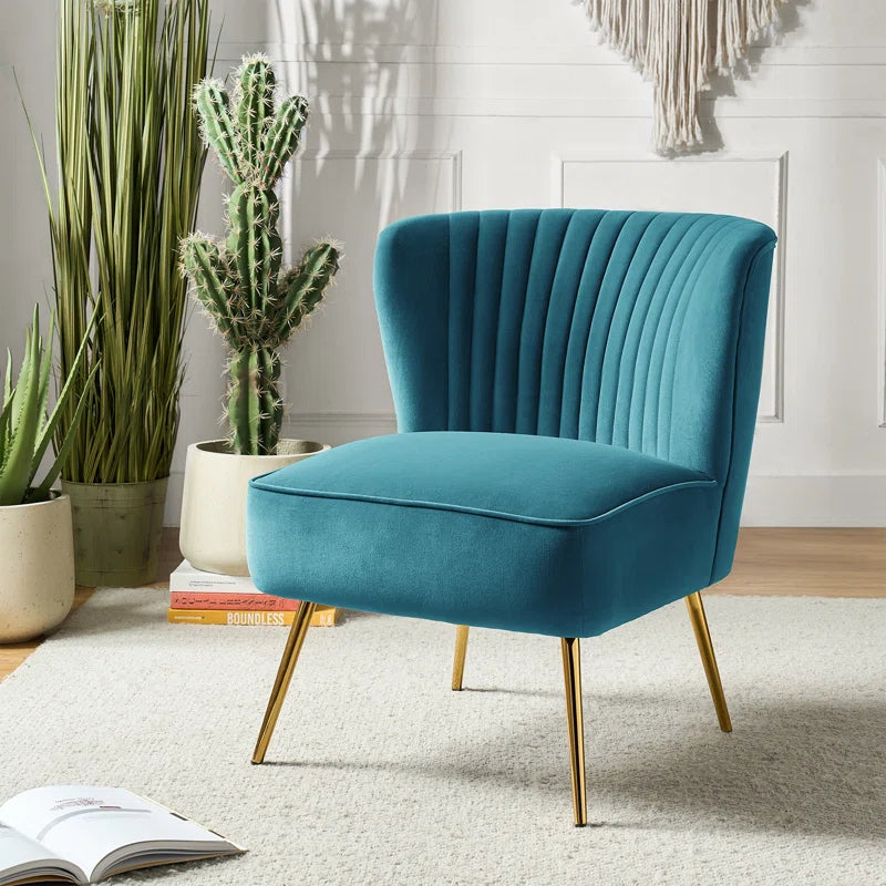 Euclid Velvet Accent Chair with Metal Legs