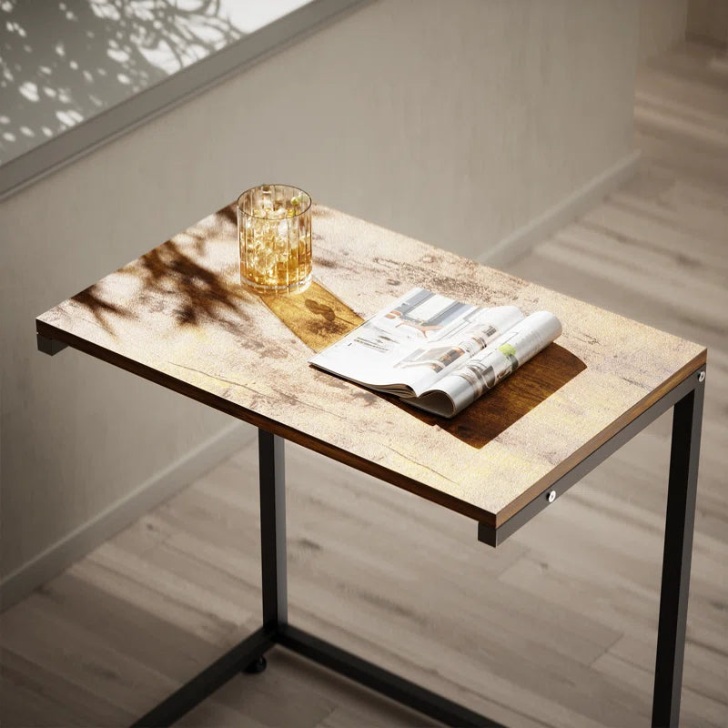 Gilsum Wood C Table End Table with Metal Base for Sofa, Bed Side