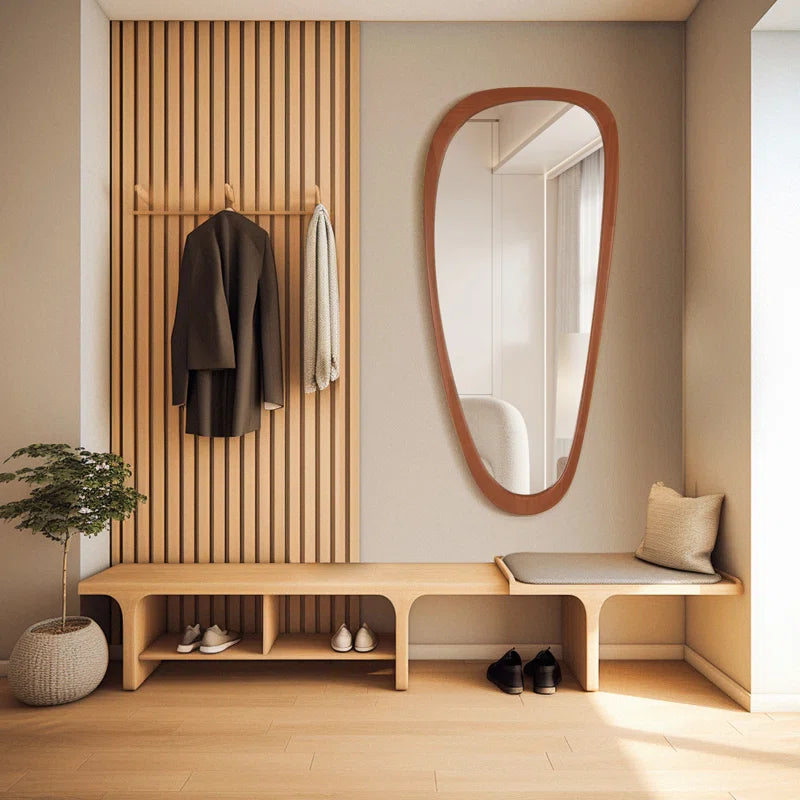 Cotesfield Wood Accent Mirror Irregular Decorative Mirror Asymmetrical Mirror