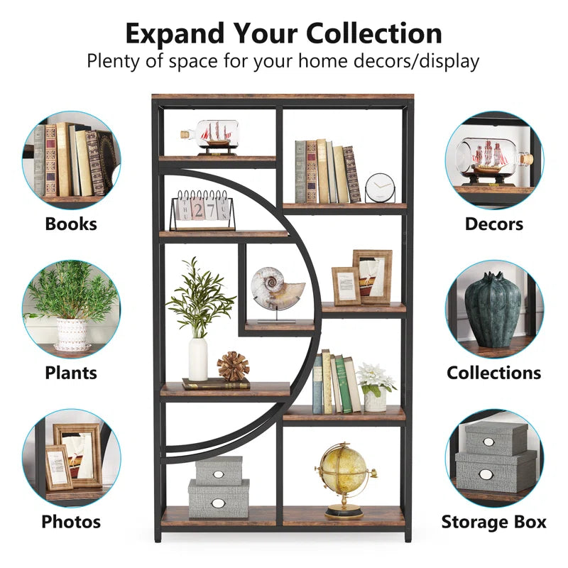 Oscer Industrial 5 Tier Etagere Bookcase