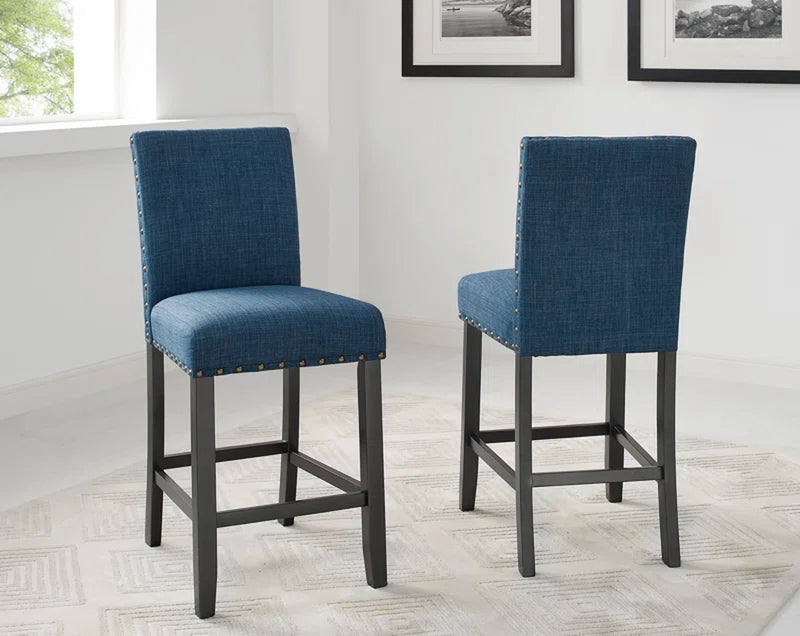Carliana Fabric Counter Height Stools with Nailhead Trim, Set of 2