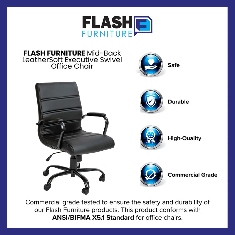 Whitney Ergonomic Upholstered Mid-Back Swivel Office Chair