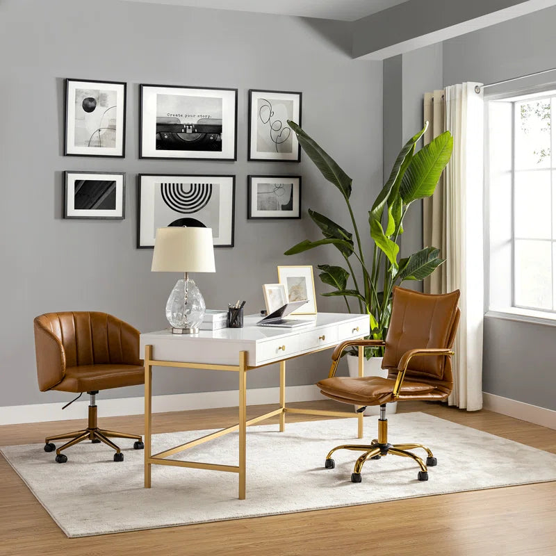 Lundgren Faux Leather Task Chair with Padded Arms