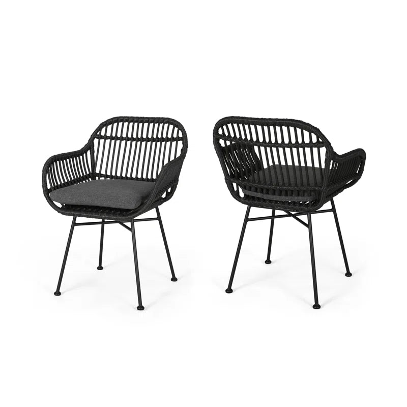 Aaronn Outdoor Woven Patio Chair with Cushions