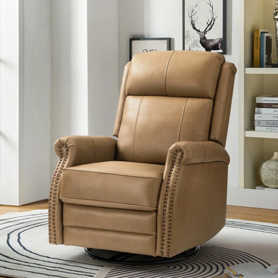Anouschka 30.5" Wide Swivel Rocking Genuine Leather Manual Recliner