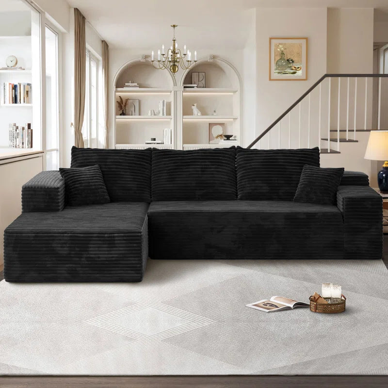Nathasa 2 - Piece No Assembly Required Upholstery Sofa, Free Combination Cloud Sectional Couch with L-Shape Chaise, Deep Seat Modular Sofa for Living Room Bedroom