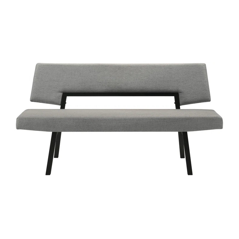 Jeiren 63" Wide Upholstered Dining Bench with Back in Rubberwood and Fabric