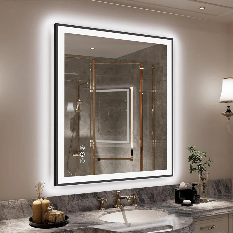 Aevar Super Bright Front & Back LED Lighted Anti-Fog Aluminum Alloy Framed Tempered Glass Bathroom/Vanity Mirror with ETL & 3-Year Warranty
