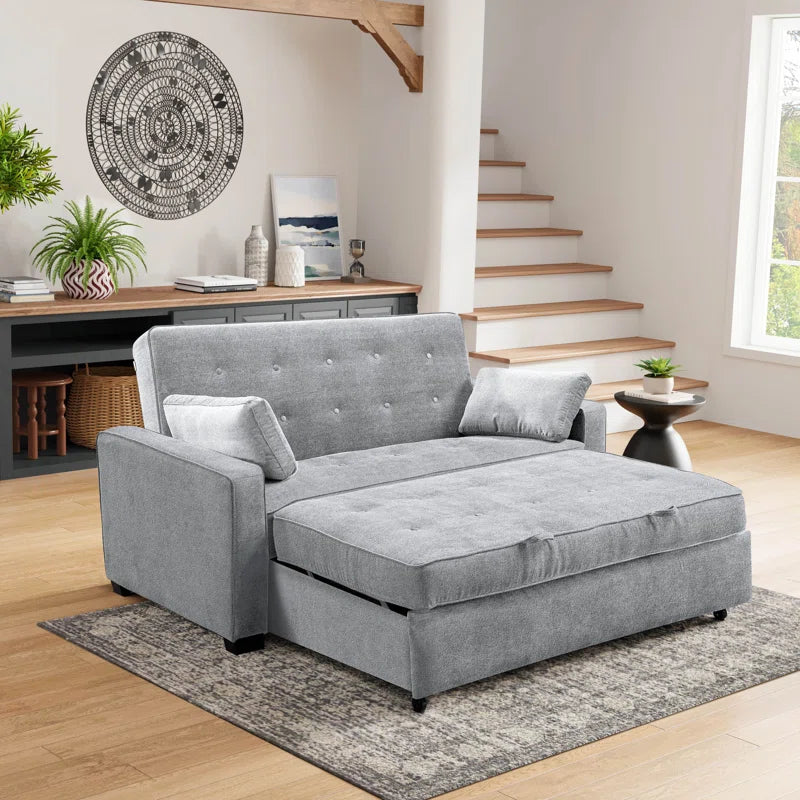 Monroe 72.6" Queen Square Arm Tufted Back Convertible Sleeper Sofa with Cushions