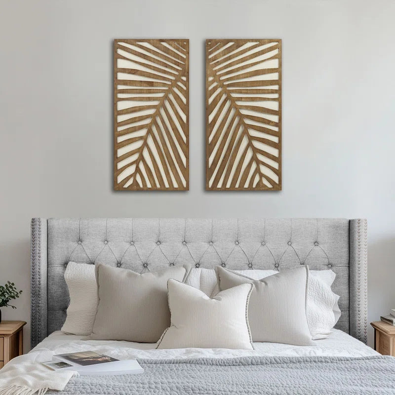 Birch Botanical Two-Tone 2-Piece Wood Panel Wall Decor Set
