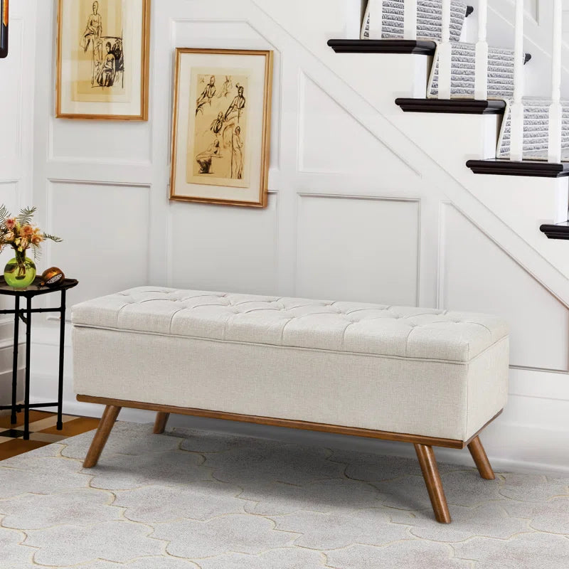 Leaysia Linen Upholstered Storage Bench