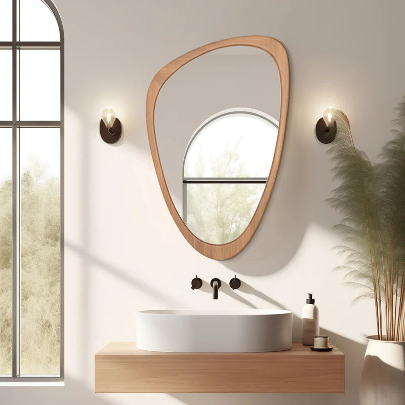 Cotesfield Wood Accent Mirror Irregular Decorative Mirror Asymmetrical Mirror
