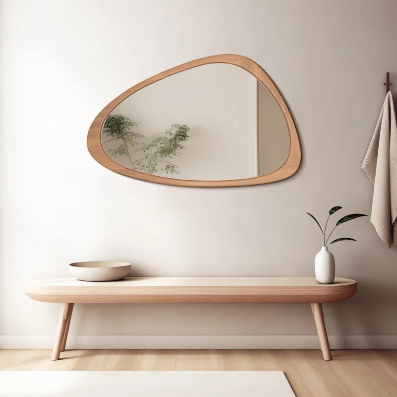 Cotesfield Wood Accent Mirror Irregular Decorative Mirror Asymmetrical Mirror