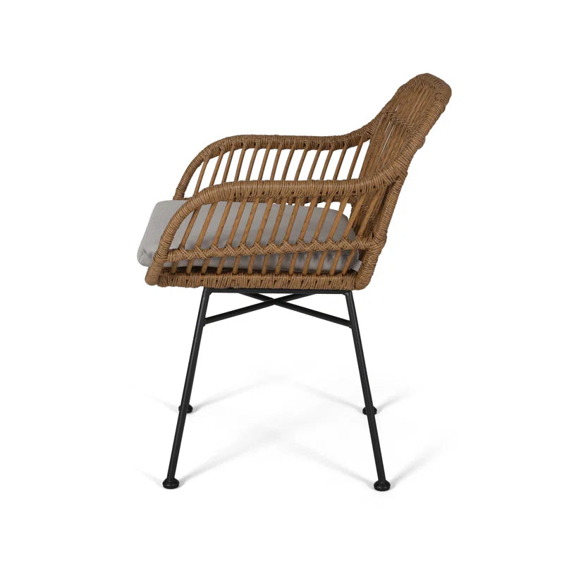 Aaronn Outdoor Woven Patio Chair with Cushions