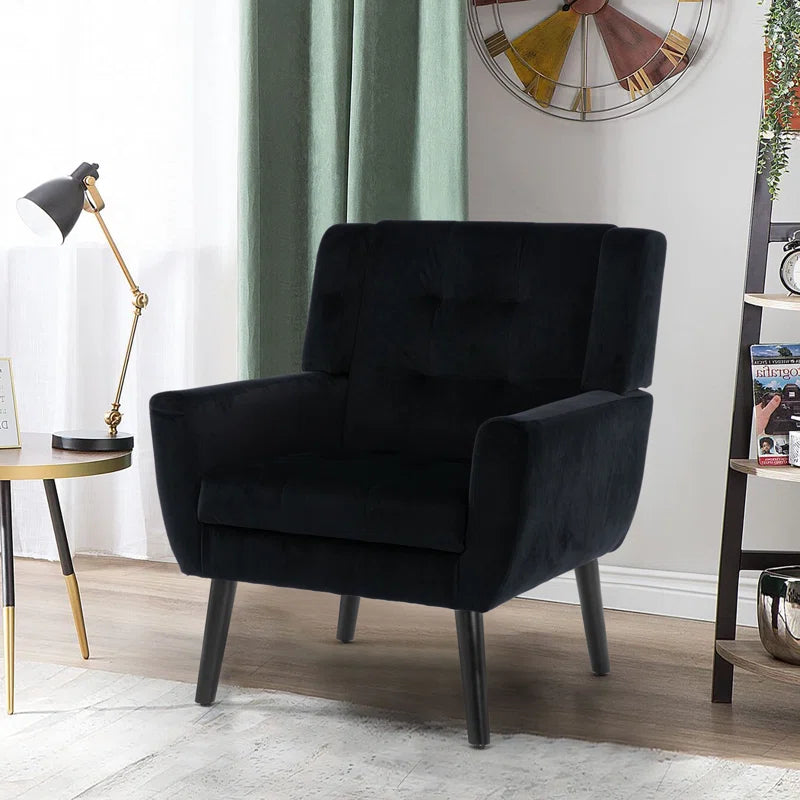 Tufted Upholstered Wide Back Armchair