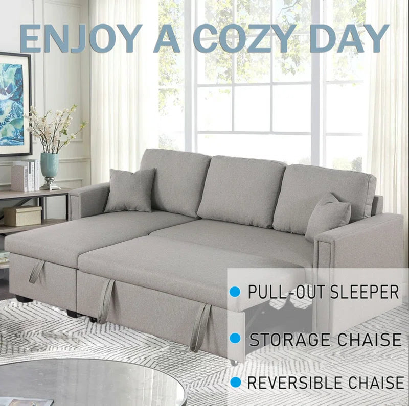 Dishaan Convertible Sleeper Sofa with Reversible Chaise