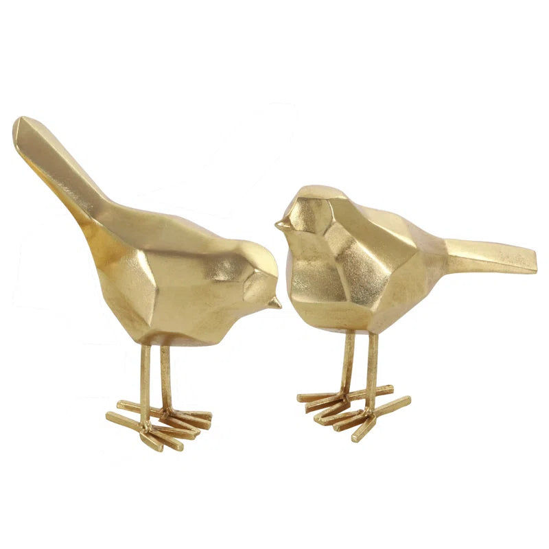 Polystone Bird Decorative Sculpture with Origami Accents