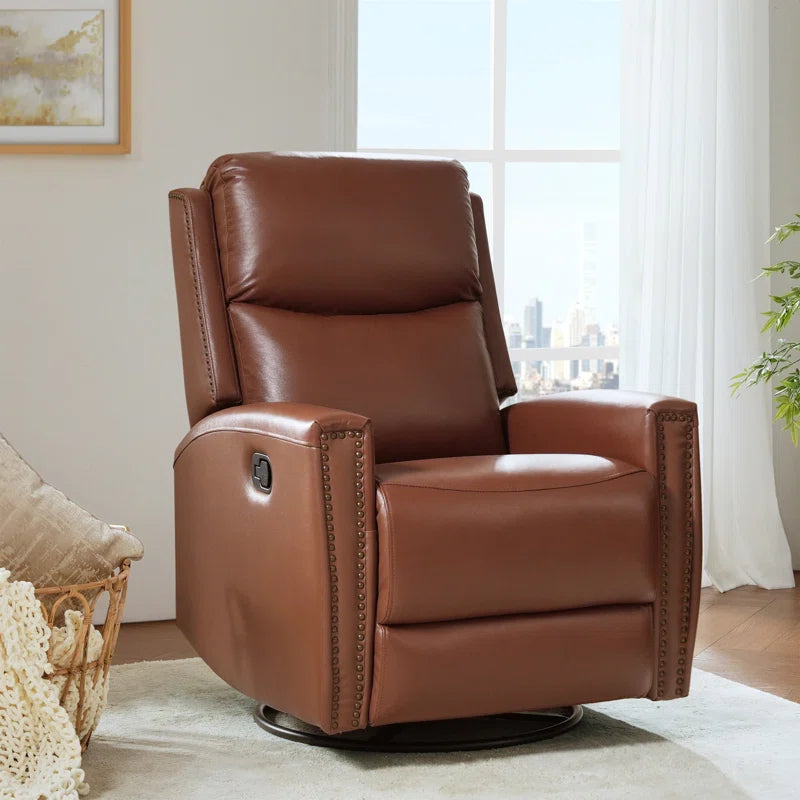 Genuine Leather Swivel Rocker Recliner
