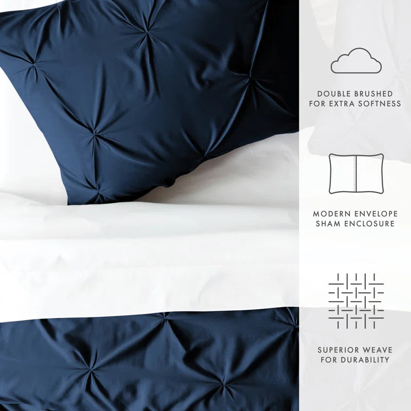 Pinch Pleat Textured Duvet Cover Set