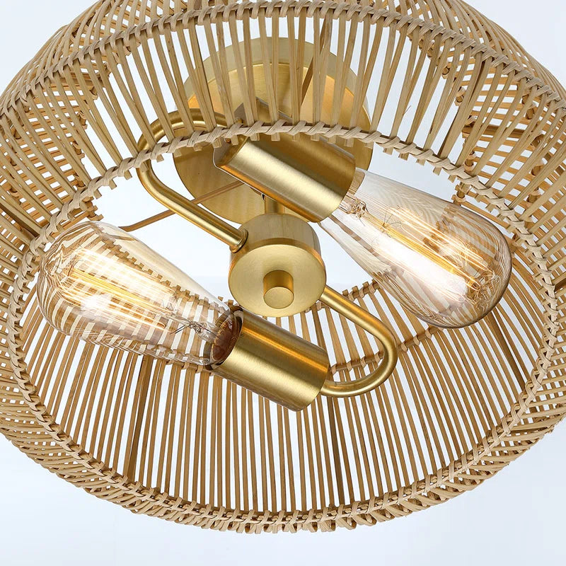 Tamil Rattan Semi Flush Mount