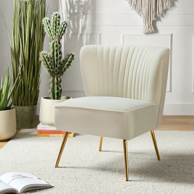 Euclid Velvet Accent Chair with Metal Legs