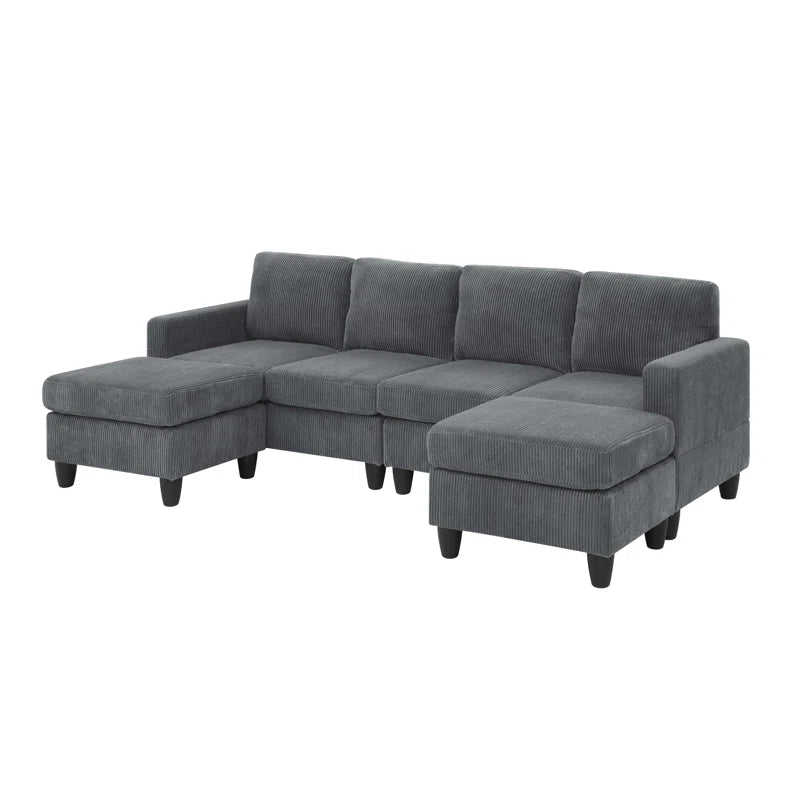 Ranjeeta 101" Wide Modular Sofa & Chaise with Ottoman
