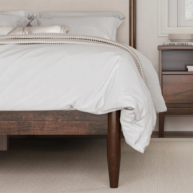 Beiler Solid Wood Upholstered Headboard Boucle Bed Frame