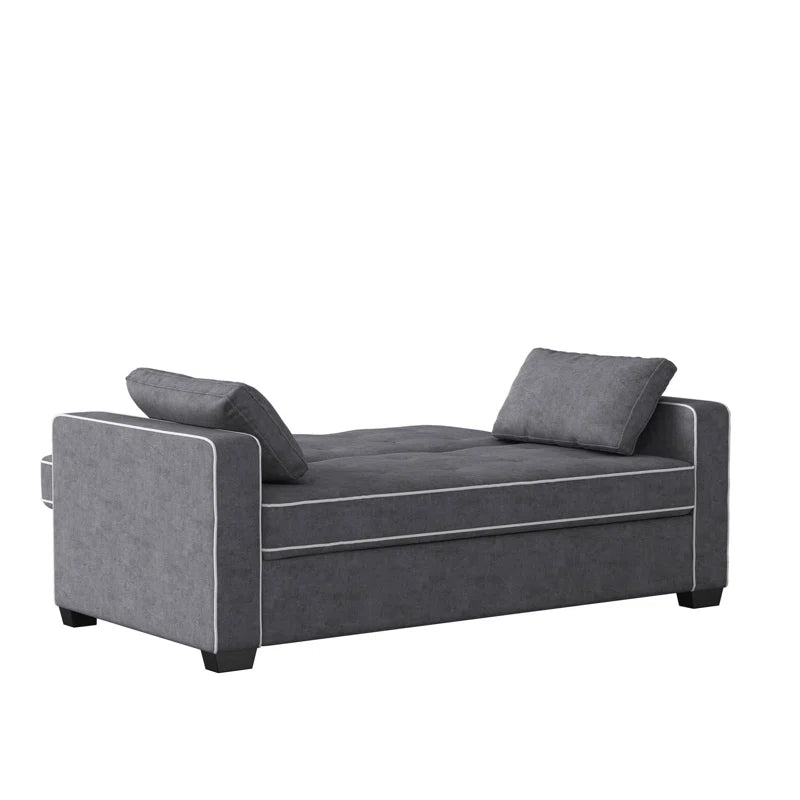 Monroe 72.6" Queen Square Arm Tufted Back Convertible Sleeper Sofa with Cushions