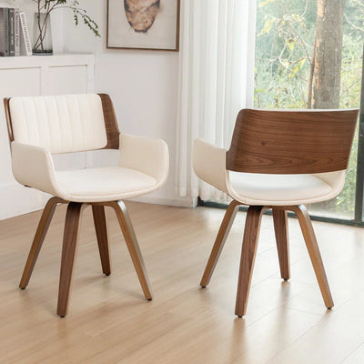 Faux Leather Upholstered Swivel Dining Armchair