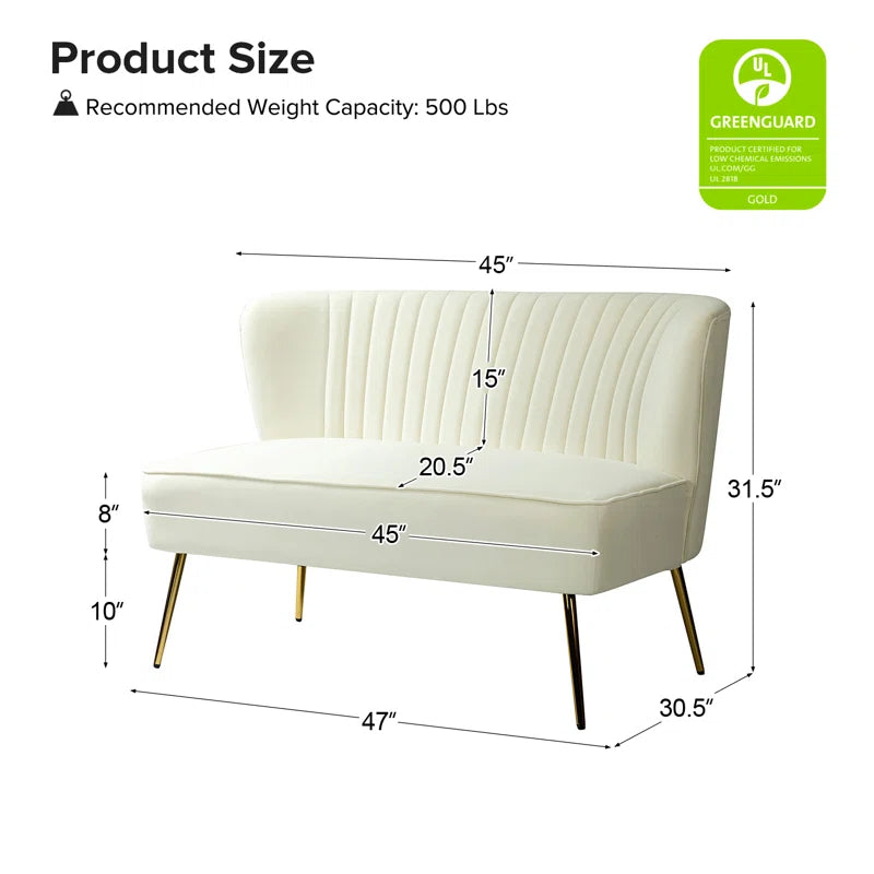 Euclid 47" Velvet 2-Seat Armless Loveseat