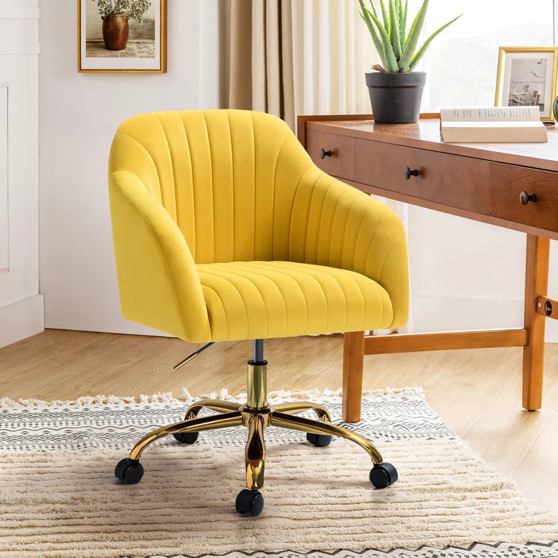 Adan Modern Velvet Task Chair with Wood Frame and Back