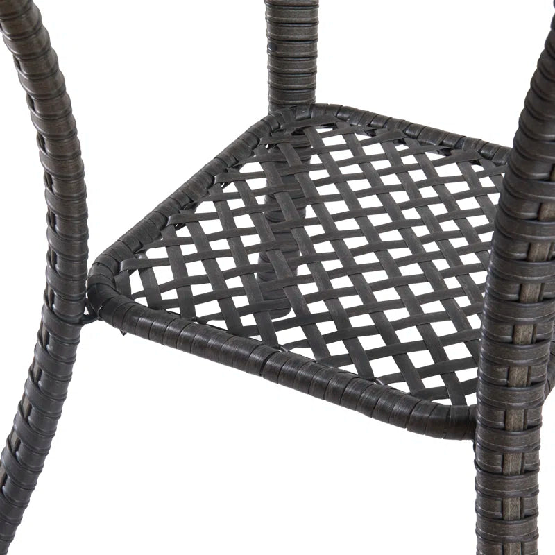 Bonia Wicker Rattan Side Table with Built-In Glass