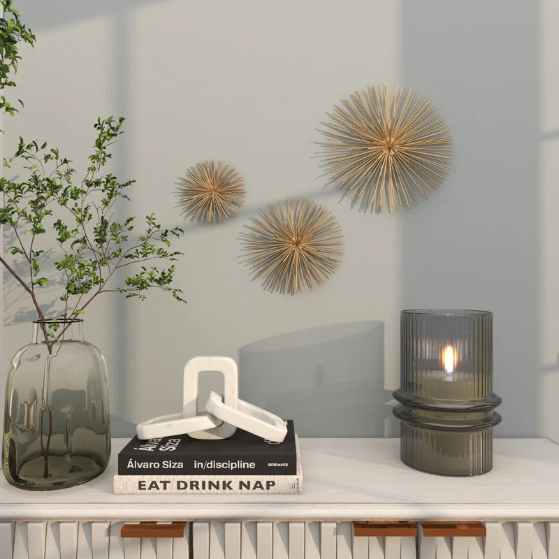 Metal 3D Short Spike Starburst Home Wall Decor
