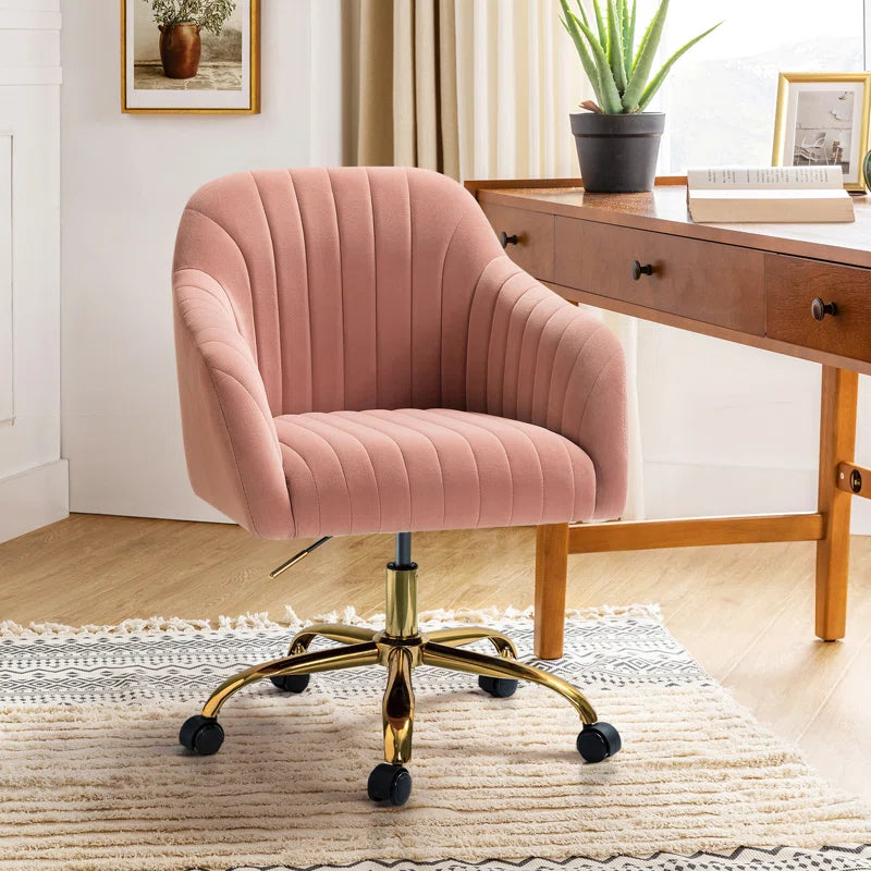Adan Modern Velvet Task Chair with Wood Frame and Back