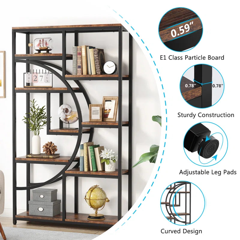 Oscer Industrial 5 Tier Etagere Bookcase