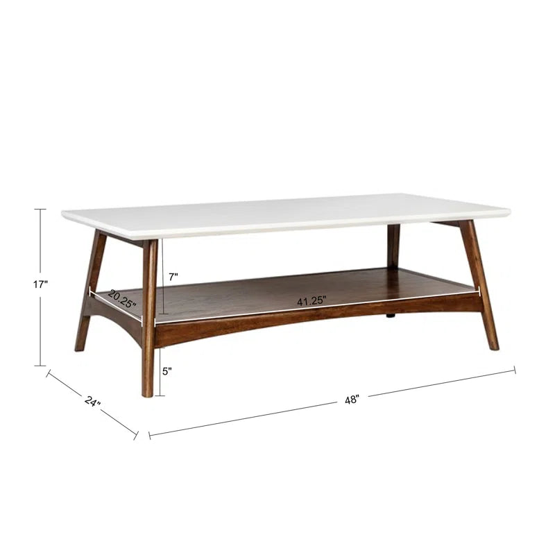 Parker Modern Coffee Table with Open Shelf & White Top