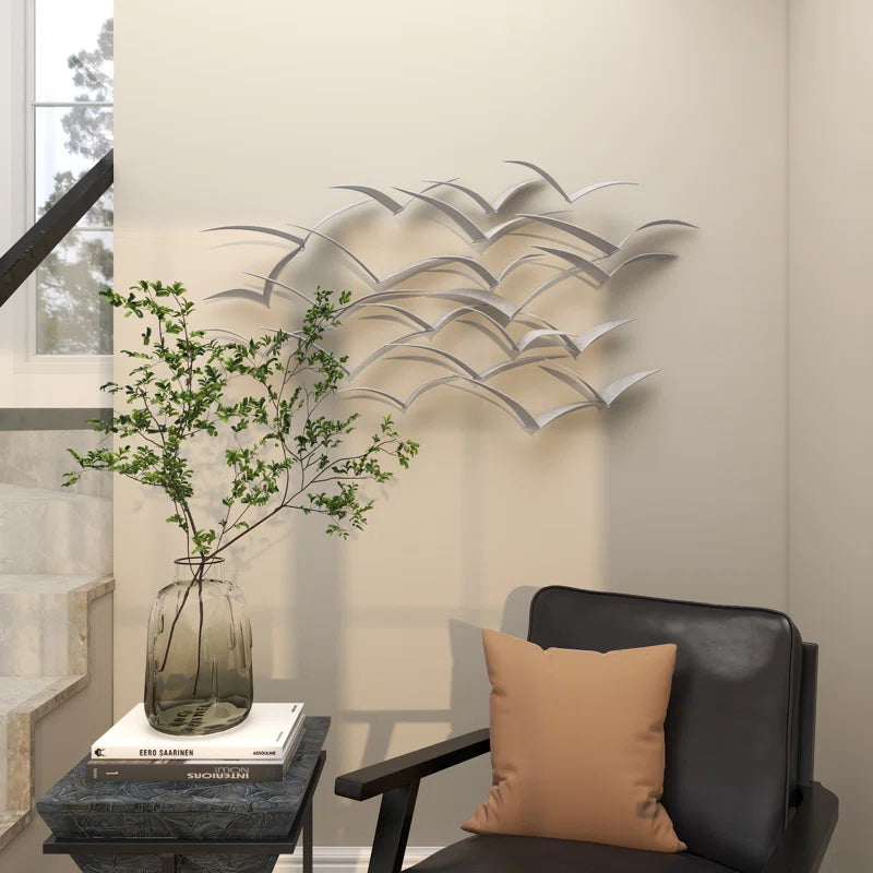 Metal Flying Flock of Bird Home Wall Decor