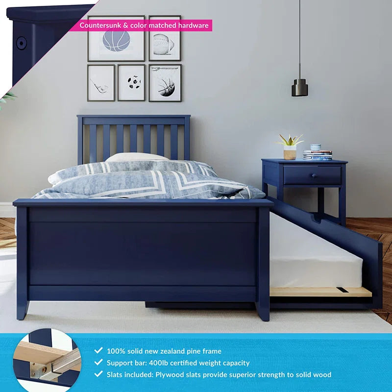 Boling Twin Solid Wood Platform Bed with Trundle by