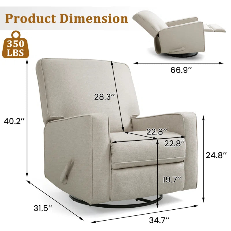 Saidee Manual Swivel Rocker Recliner Chair, Large Glider Recliner, High Back, Deep Seat