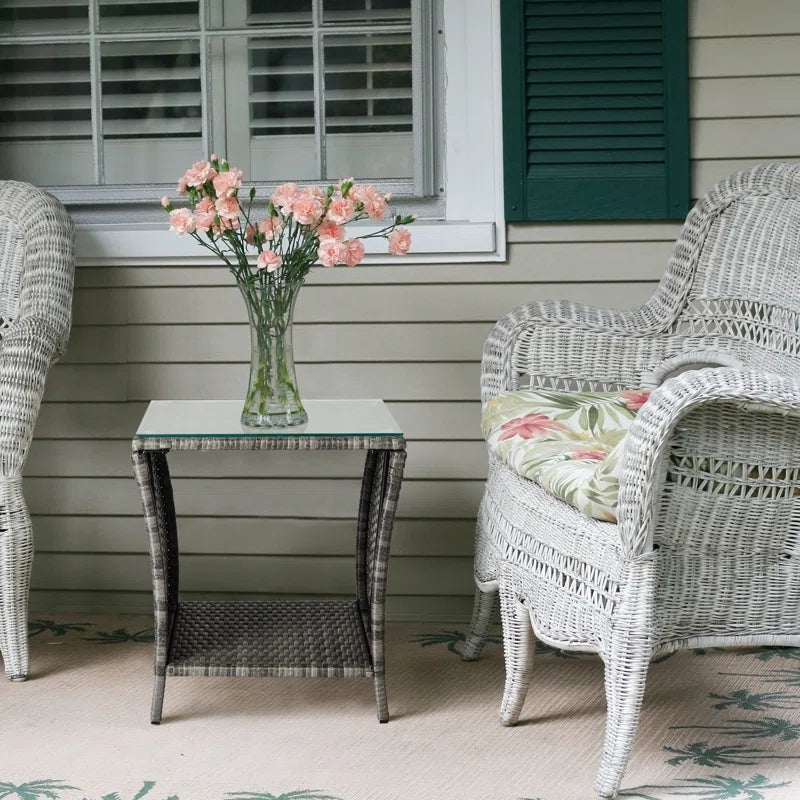 Ariabella Square Glass Outdoor Side Table