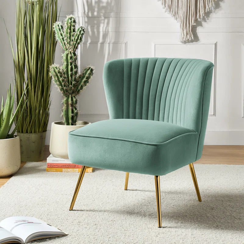 Euclid Velvet Accent Chair with Metal Legs