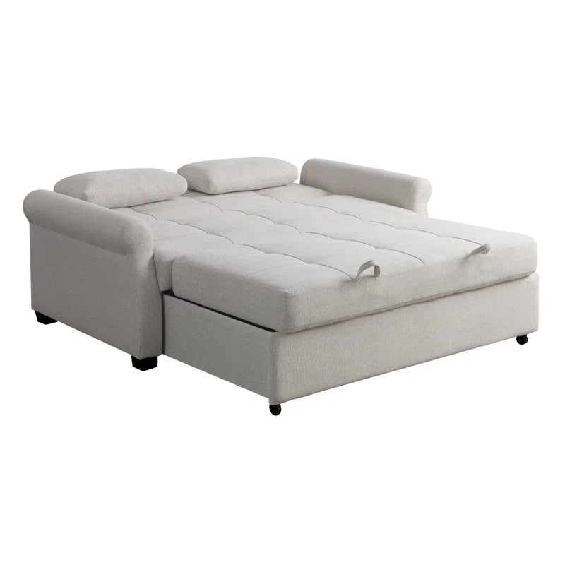 Sabrina 73" Queen Rolled Arm Tufted Back Convertible Sleeper Sofa with Cushions