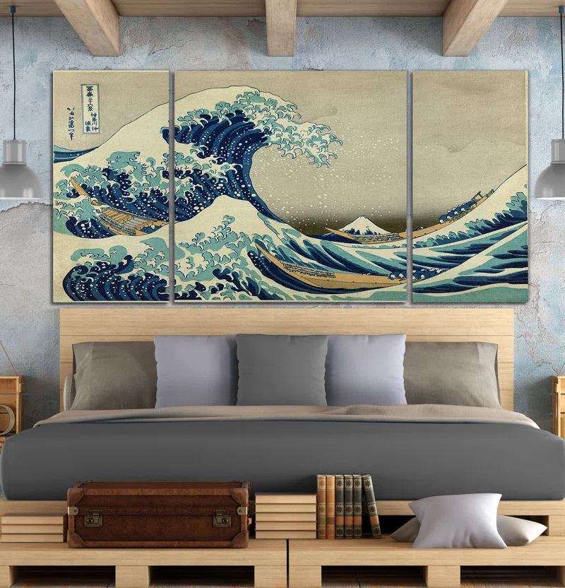 " the Great Wave " 3 - Pieces Painting Print